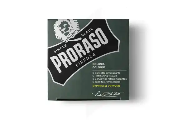 Proraso Lingettes Rafraîchissantes Cypress & Vetyver B/6