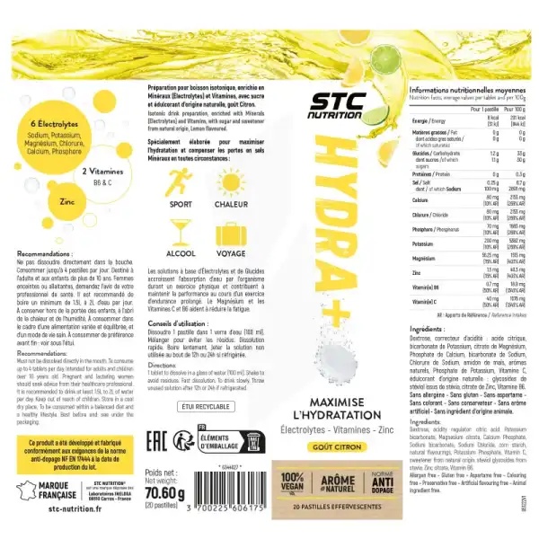 Stc Nutrition Hydra+ Pastilles Effervescentes Citron T/20