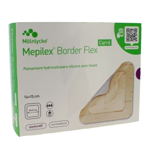Mepilex Border Flex Carré Pansement Hydrocellulaire Adhésif Stérile Siliconé 14x15cm B/16