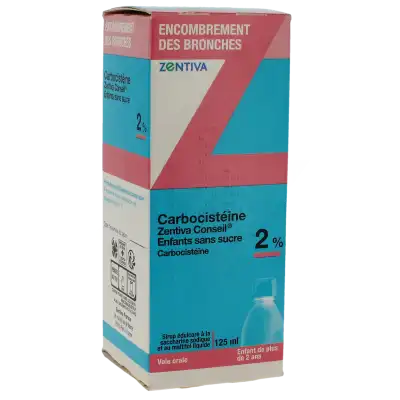 Carbocisteine Zentiva Conseil 2 % Enfants Sans Sucre, Sirop édulcoré à La Saccharine Sodique Et Au Maltitol Liquide à Saint-Mandrier-sur-Mer