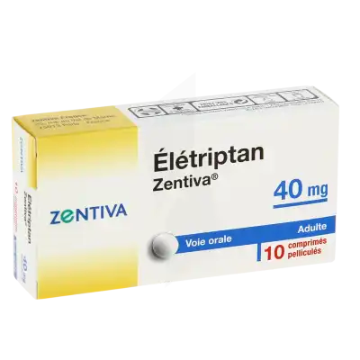 ELETRIPTAN ZENTIVA 40 mg, comprimé pelliculé