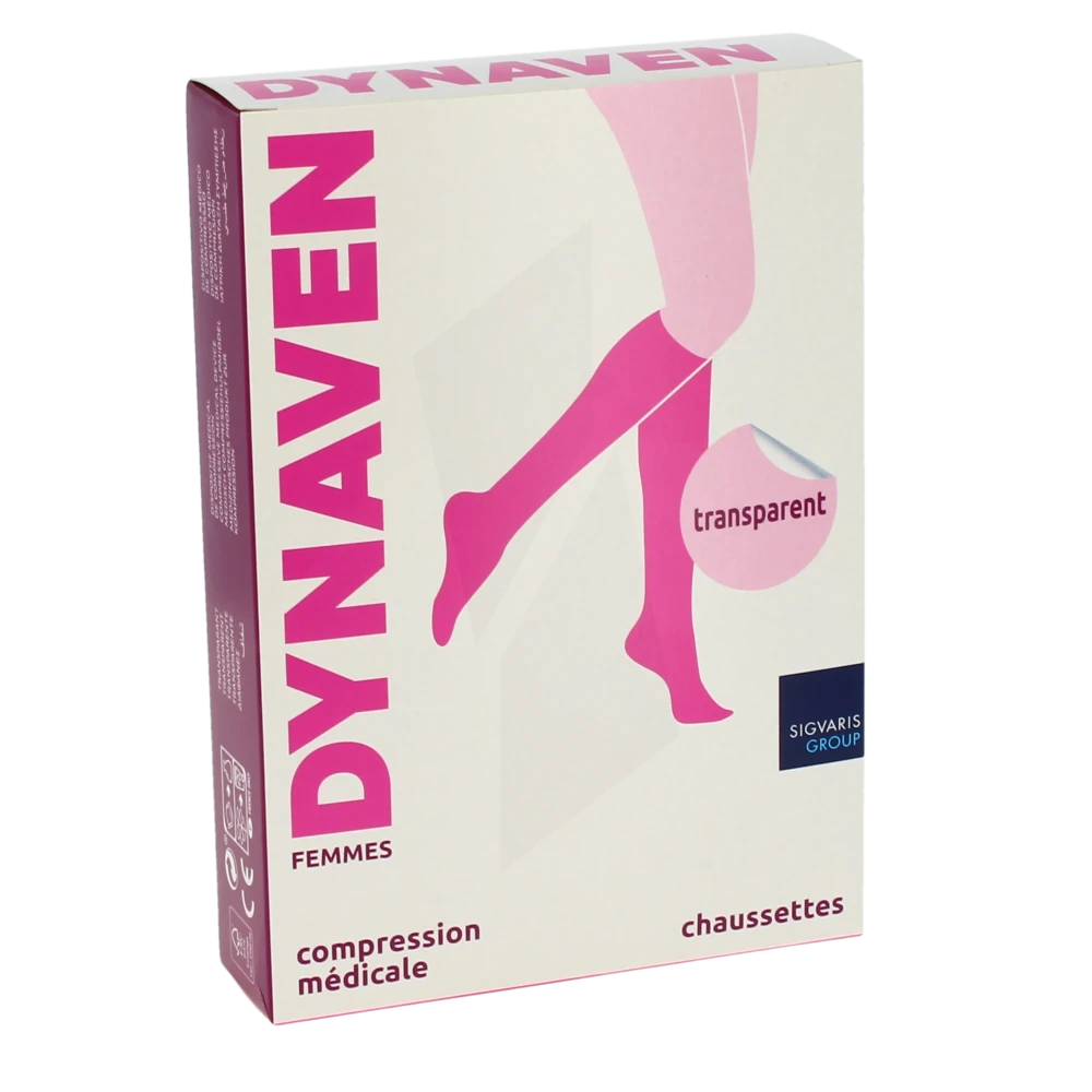 Dynaven Transparent Chaussettes  Femme Classe 2 Beige Clair Small Long