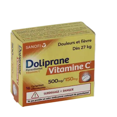 DOLIPRANEVITAMINEC 500 mg/150 mg, comprimé effervescent