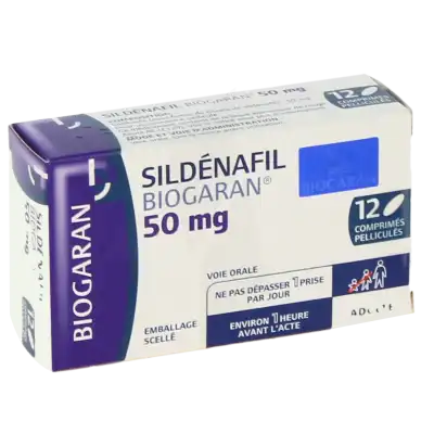 SILDENAFIL BIOGARAN 50 mg, comprimé pelliculé