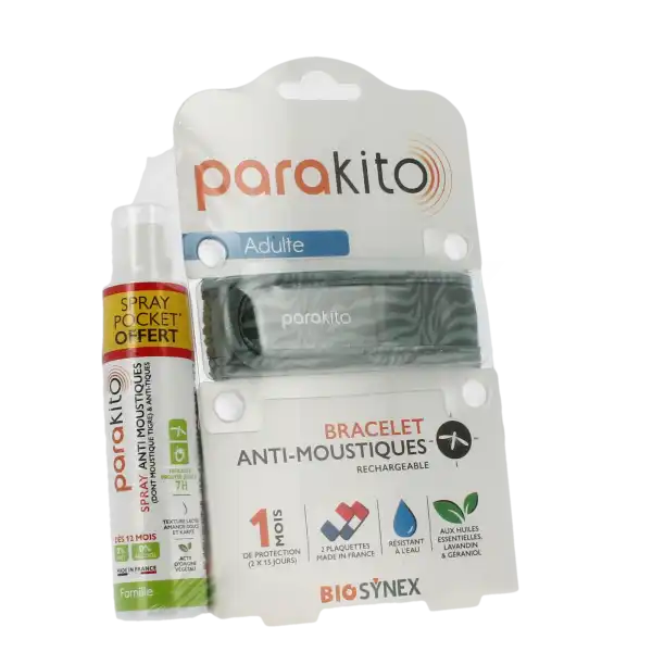 Parakito Bracelet Anti-moustique Adulte Jungle +spray Offert 30ml
