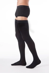 Sigvaris Dynaven Semi-opaque Fin Bas Auto-fixants Classe 3 Homme Noir Normal L