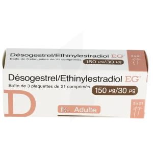 Desogestrel/ethinylestradiol Eg 150 Microgrammes/30 Microgrammes, Comprimé