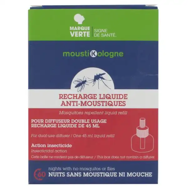 Moustikologne Recharge Diffuseur Anti-moustiques Liquide 45 Nuits