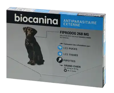 Biocanina Fiprodog 268mg Solution Pour Spot-on 3 Pipettes/2,68ml à Ris-Orangis