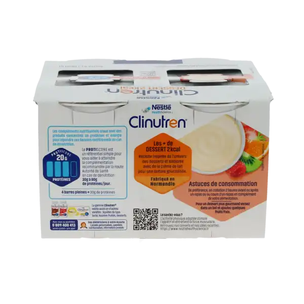 Clinutren Dessert 2.0 Kcal Nutriment Pêche 4 Cups/200g