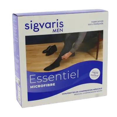 Sigvaris Essentiel Microfibre Chaussettes  Homme Classe 2 Noir Large Normal à Caen