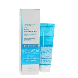 Ducray Keracnyl Pp + Crème Tube De 30 Ml + Gel Moussant