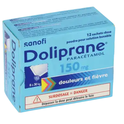 DOLIPRANE 150 mg, poudre pour solution buvable en sachet-dose