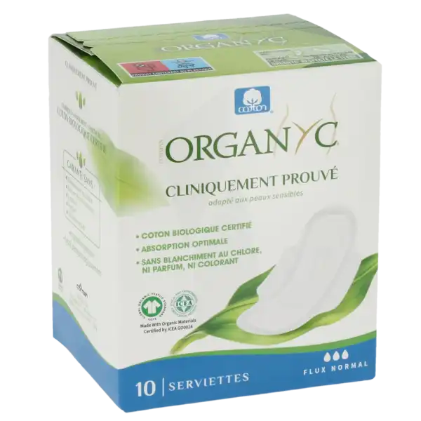 Organyc Serviette Périodique Coton Bio Normal B/10