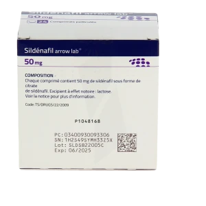 Sildenafil Arrow Lab 50 Mg, Comprimé Pelliculé