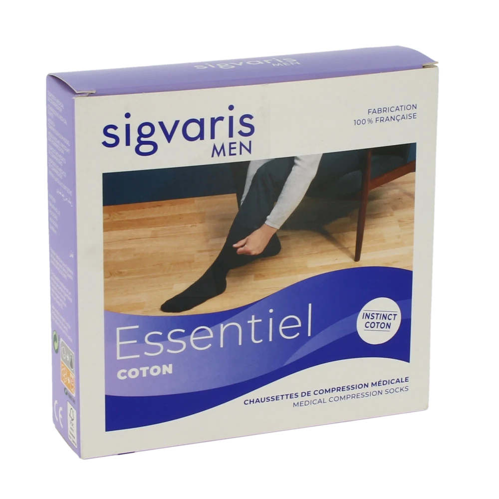Sigvaris Essentiel Instinct Coton Chaussette Classe 2 Homme Granite Long L