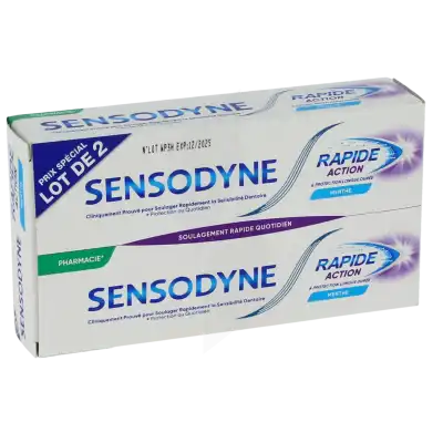 Sensodyne Rapide Pâte Dentifrice Dents Sensibles 2*75ml à Mûrs-Erigné