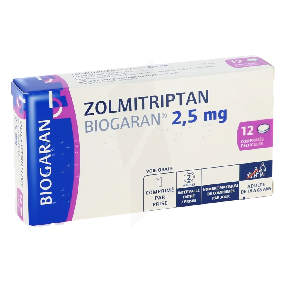 Zolmitriptan Biogaran 2,5 Mg, Comprimé Pelliculé