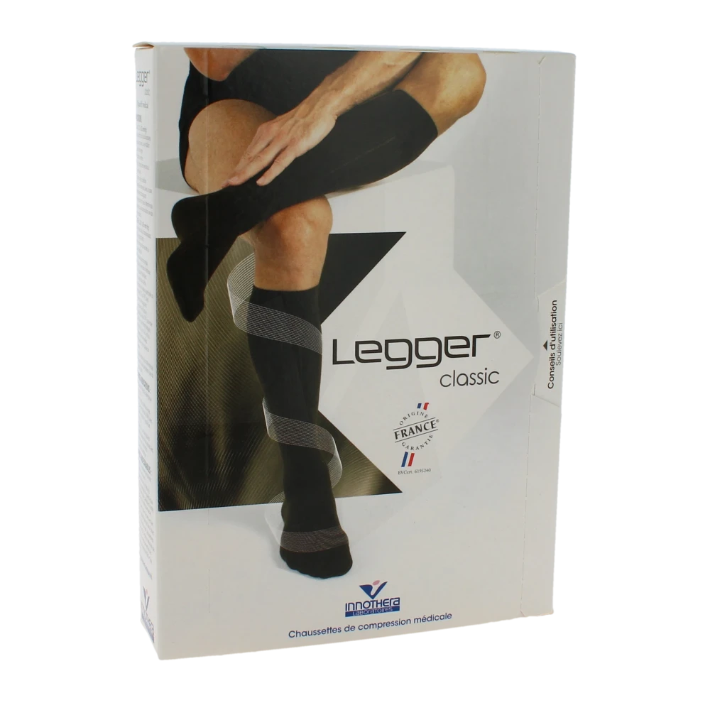 Legger® Classic Classe Ii Chaussettes Noir Taille 2 Long Pied Fermé