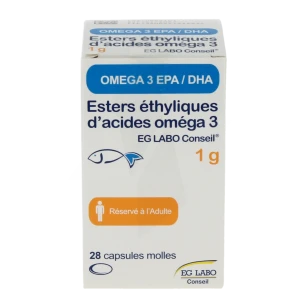 Esters Ethyliques D'acides Omega 3 Eg Labo Conseil 1 G, Capsule Molle