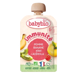 Babybio Aliment Infant Pomme Banane Kiwi Acérola Immunité Gourde/100g