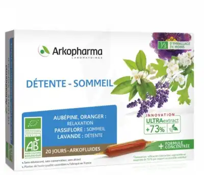Arkofluide Bio Ultraextract Solution Buvable Détente Sommeil 20 Ampoules/10ml à Bordeaux