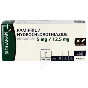 Ramipril / Hydrochlorothiazide Biogaran 5 Mg / 12,5 Mg, Comprimé