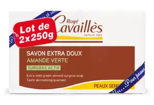 Rogé Cavaillès Savon Solide Surgras Extra Doux Amande Verte 2x250g à LA CRAU