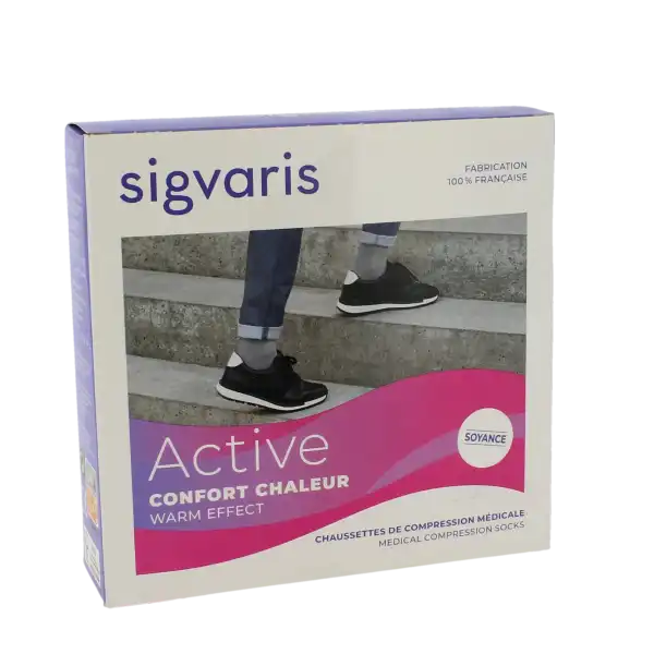 Sigvaris Active Confort Chaleur Soyance Chaussette Classe 2 Femme Noir Normal L