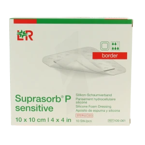 Suprasorb P Sensitive Border Pansement Hydrocellulaire Siliconé Stérile Avec Bord Auto-fixant 10x10cm B/10