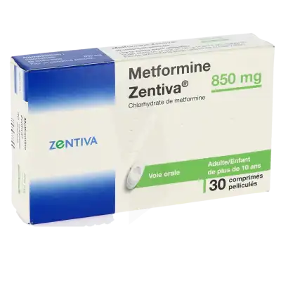 Metformine Zentiva 850 Mg, Comprimé Pelliculé à MONTEUX
