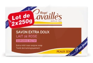 Rogé Cavaillès Savon Solide Surgras Extra Doux Lait De Rose 2x250g