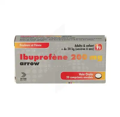 Ibuprofene Arrow 200 Mg, Comprimé Enrobé Plq/20 à SAINT-GEORGES-SUR-BAULCHE
