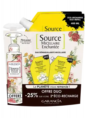 Garancia Source micellaire enchantée Fleur d'oranger 2 Recharges/400ml + Flacon/100ml offert