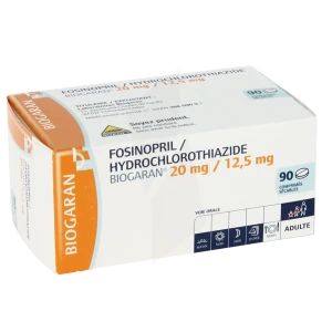 Fosinopril/hydrochlorothiazide Biogaran 20 Mg/12,5 Mg, Comprimé Sécable