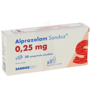 Alprazolam Sandoz 0,25 Mg, Comprimé Sécable