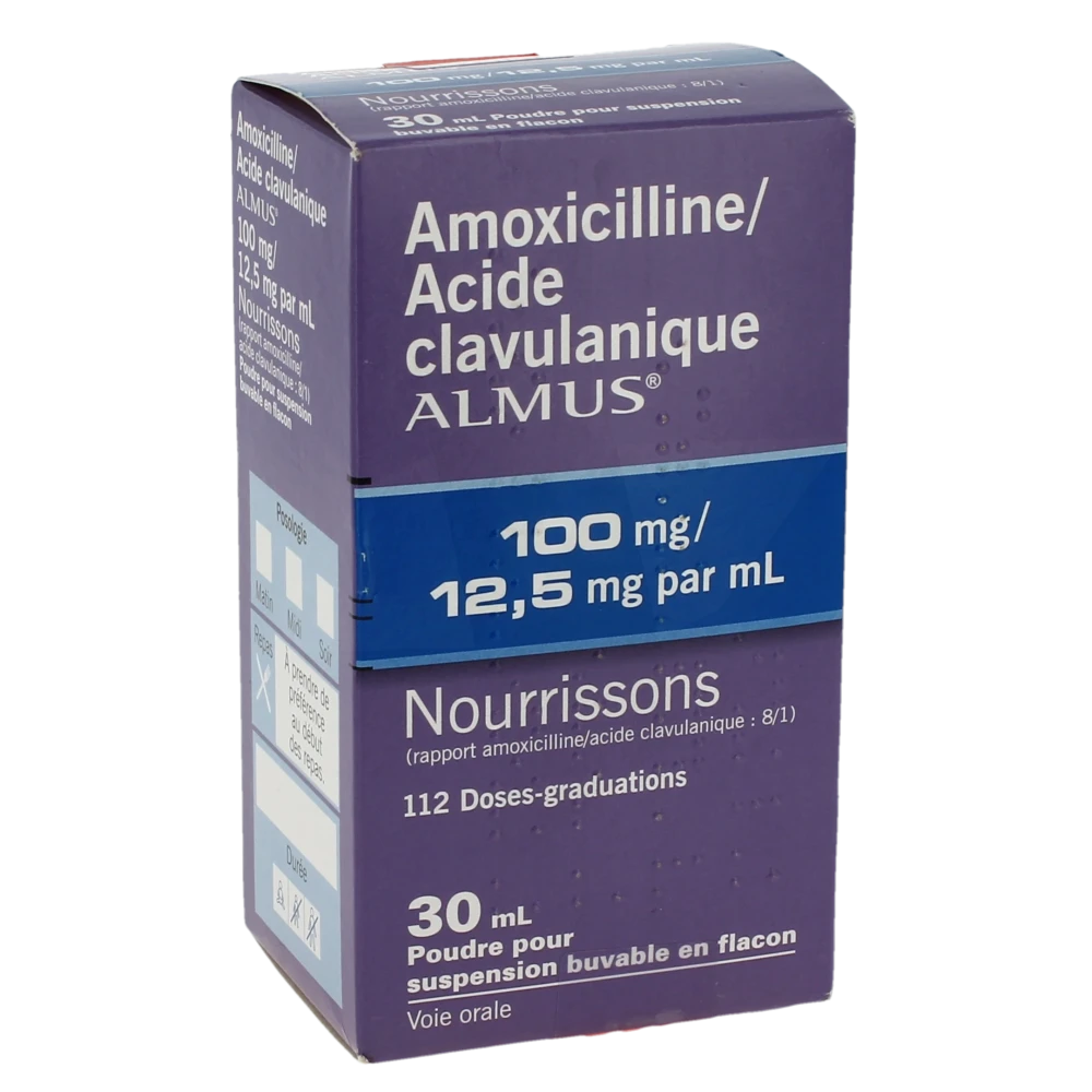 Amoxicilline Acide Clavulanique Almus 100 Mg/12,5 Mg Par Ml Nourrissons, Poudre Pour Suspension Buvable (rapport Amoxicilline/acide Clavulanique : 8/1)