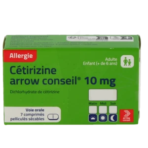 Cetirizine Arrow Conseil 10 Mg, Comprimé Pelliculé Sécable