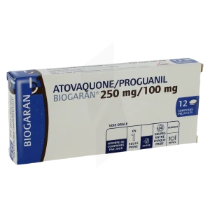 Atovaquone/proguanil Biogaran 250 Mg/100 Mg, Comprimé Pelliculé
