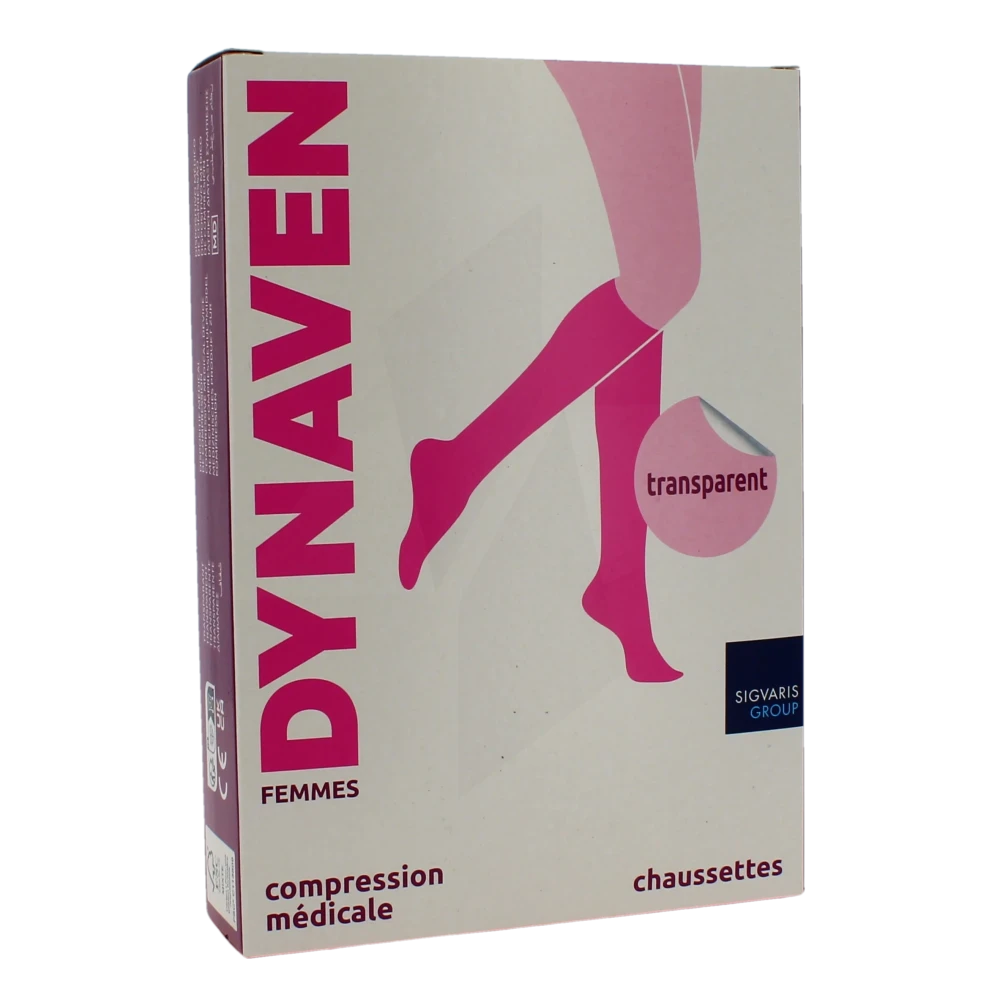Sigvaris Dynaven Transparent Chaussette Classe 2 Femme Beige Clair Long L