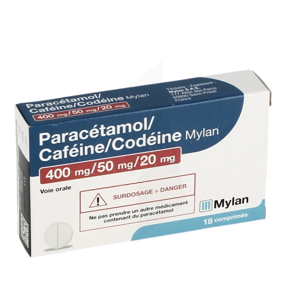 Paracetamol/cafeine/codeine Viatris 400 Mg/50 Mg/20 Mg, Comprimé