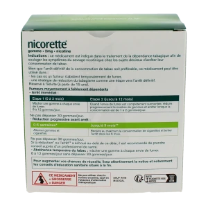 Nicorette Fruits 2 Mg Sans Sucre, Gomme à Mâcher Médicamenteuse édulcorée Au Xylitol Et à L'acésulfame Potassique