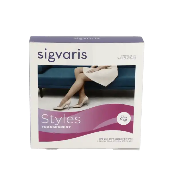 Sigvaris Styles Transparent Bas Auto-fixants  Femme Classe 2 Beige 110 Medium Normal