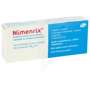Nimenrix, Poudre Et Solvant Pour Solution Injectable. Vaccin Méningococcique Conjugué Des Groupes A, C, W135 Et Y