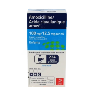 Amoxicilline Acide Clavulanique Arrow 100 Mg/12,5 Mg Par Ml Enfants, Poudre Pour Suspension Buvable En Flacon (rapport Amoxicilline/acide Clavulanique : 8/1)