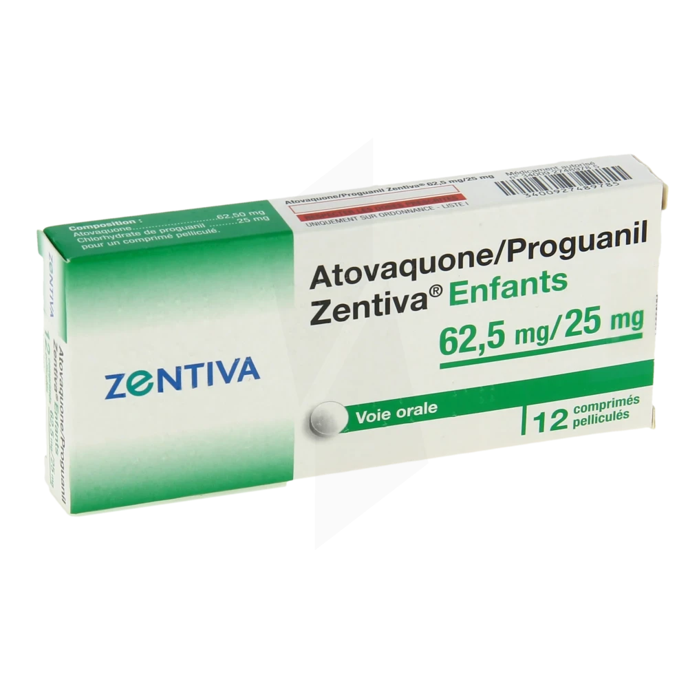 Atovaquone/proguanil Zentiva 62,5 Mg/25 Mg Enfants, Comprimé Pelliculé