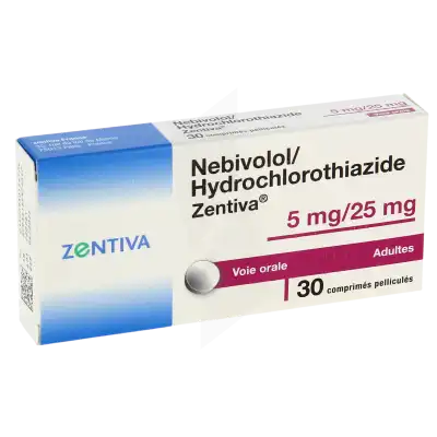 Nebivolol/hydrochlorothiazide Zentiva 5 Mg/25 Mg, Comprimé Pelliculé à Bordeaux