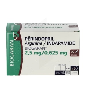 Perindopril Arginine/indapamide Biogaran 2,5 Mg/0,625 Mg, Comprimé Pelliculé
