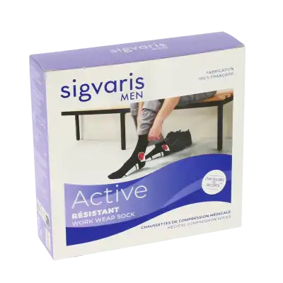 Sigvaris Active Resistant Chaussettes  Homme Classe 2 Noir Large Normal à Lavernose-Lacasse