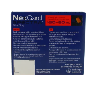 Nexgard Spectra 150 Mg/ 30 Mg Comprime A Croquer Pour Chiens 30 - 60 Kg, Comprimé à Croquer